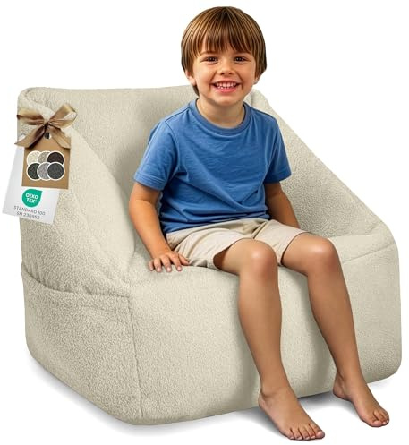 DreamRoots Kindersessel Bouclé, Sitzsack, Cremefarben, Lamb Cloud