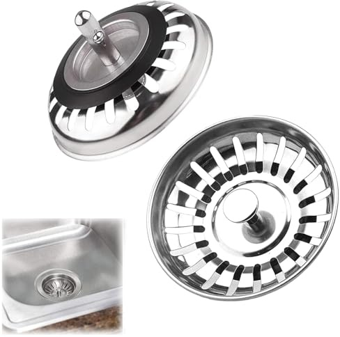 1PCS Stainless Steel Kitchen Sink Plug Strainer,Kitchen Sink Plug,Sink Plugs Replacement,for Food/Hair Catcher- Prevent Clogs, Bad Smells(82mm)