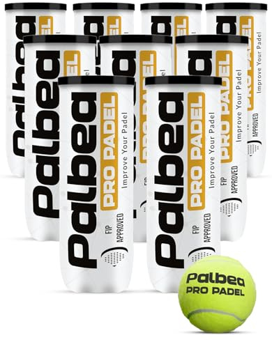 Palbea PRO Padel - FIP Approved Padel Balls - 1 Carton x 9 Tubes - Paddle Balls with High Visibility HV Felt. Premium Quality. Ideal for Training and Tournaments. Pressurized, Durable, and Fast.