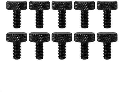 Precisiongeek – Tornillo moleteado M6 x 10 mm – Aluminio negro – 10 unidades – Fabricado en CNC – Ajustable a mano – Para muebles, modelismo e ingeniería – Fabricado en la UE