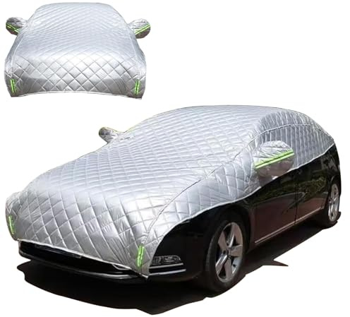 Abdeckung Auto Winter Halbgarage, Autoabdeckung Hagel-Schutzabdeckung, Verdickte Schutzdecke mit reflektierenden Streifen, Winddicht & Universell für SUV, Sedan, Coupe (L)