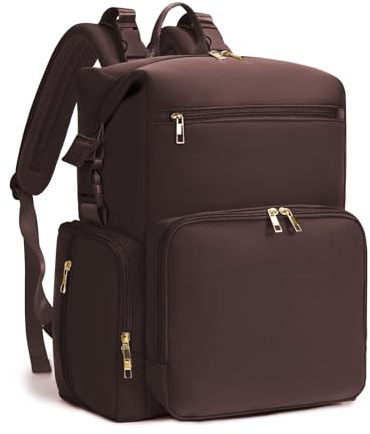 CEI-CEI Baby Wickeltasche/Rucksack mit Isolierter Flaschentasche, Wasserdichtes Neoprengewebe, Wickelrucksack Groß, Windeltasche für Unterwegs Mommy Bag mit Wickelunterlage（Dunkles Braun）