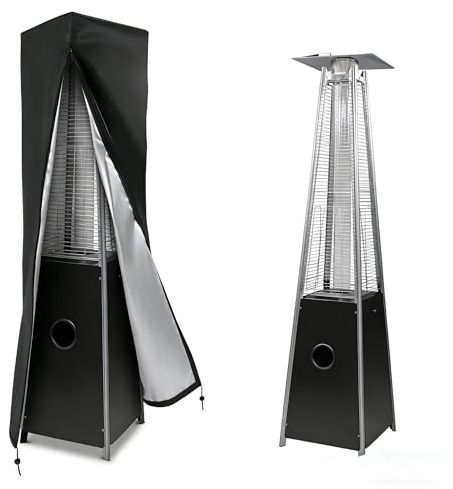 Modchase Patio Heater Cover for Square Glass Tube Heaters - 61x53x221cm | Waterproof Outdoor Heater Covers with Zipper Drawstring & 120cm Buckle Strap for Garden Camping