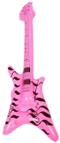 YARNOW Strumento Musicale Gonfiabile Chitarra Rock in Pvc Rosa, Leggero e Versatile per Feste Anni 80 e 90, Decorazioni Uniche per Feste Rock e Concerti a Tema