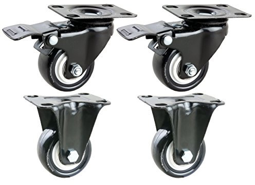 Pro-Lift-Montagetechnik 4 Stück: je 45kg, 2 Lenk gebremst + 2 Bock, Ø50mm, Gummibelag, 02127
