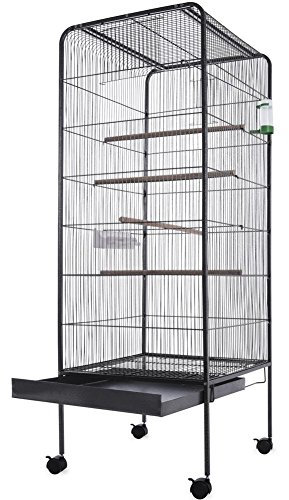 BAKAJI Voliera per Uccelli Pappagalli Canarini Parrocchetti Altezza 150/160 cm Gabbia Grande in Metallo Bird House Cassetto Estraibile per la Sabbia (150 CM)