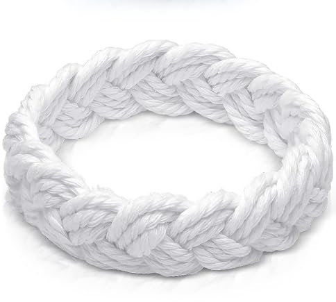 World End Imports Armband mit Seemannsknoten, Baumwolle, Weiß, Größe M