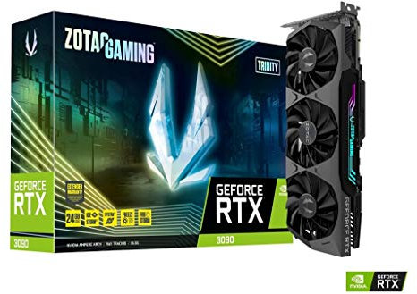 ZOTAC GAMING GeForce RTX 3090 Trinity 24GB GDDR6X 384-bit 19.5 Gbps PCIE 4.0 Gaming Graphics Card, IceStorm 2.0 Advanced Cooling, SPECTRA 2.0 RGB Lighting, ZT-A30900D-10P