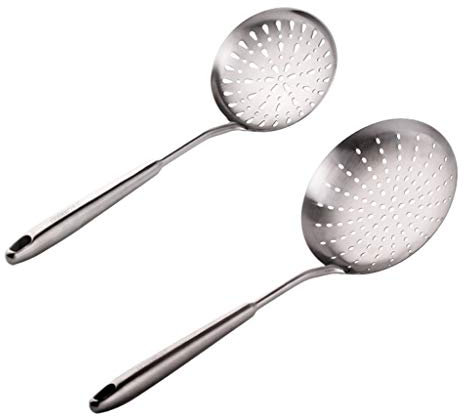 XXXXW Schaumlöffel Sieb Schöpfkelle 2-teiliges Set 304 Edelstahl Seiher Filter Pasta Filter-Mesh-Sieb for Home Küche Französisch Fries Nudel Hot Pot Schaum Abseihlöffel