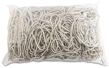 Bandas de goma para productos de oficina, diámetro 80 mm, 1,5 x 3 mm, 1000 g, color blanco, accesorios de oficina pequeños, tipo estándar, material: caucho, peso (g)-1000, color blanco, tamaño: 1,5 x
