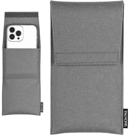 SimonPike Handyhülle passend für Apple iPhone 17 Pro Max | 16 Pro Max | 15 Pro Max (Gr. M) | Sidney elefantengrau Filztasche aus Wollfilz Handy/Smartphone Tasche