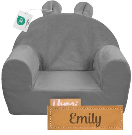 Flumi Personalisierte Kindersessel – Babysessel - Kindersitz fur Kinderzimmer Spielzimmer – Mikrofaser Sessel mit Gravur Kindername