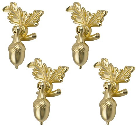 MOROBOR Pomos de cajón de bellota con pedestal de hoja, 4 pomos de ardilla de aleación de zinc antiguo, mango colgante de gota para cajón de un solo agujero para armarios (oro mate)