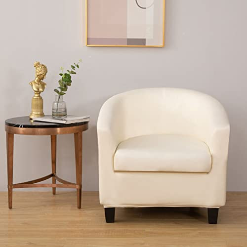 YOPOIY 2 Stück Abnehmbare Club Chair Schonbezug, PU Leder Wasserdicht Sesselbezug Stretch Tub Club Stuhlbezüge Wasserfeste Sesselhusse -Weiß