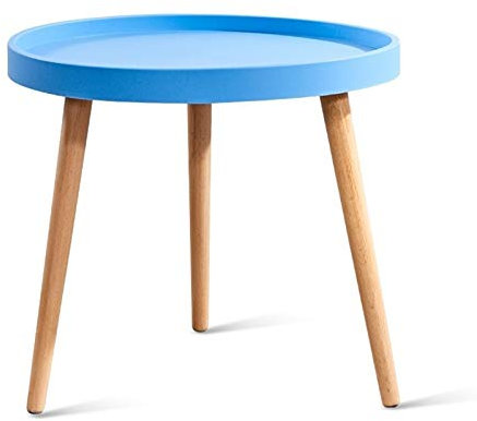 Runder Couchtisch aus Holz, moderner Tabletttisch Wohnzimmer Hotel Snacktisch Rutschfester wasserdichter Beistelltisch 50 * 50 * 45 cm (Größe: 50 * 50 * 45 cm, Farbe: Blau)