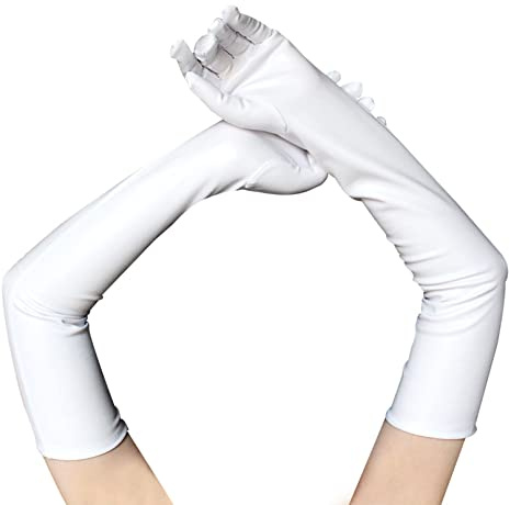 1 Pair Women Long Glove,Patent Leather Gloves,Glossy Finger Gloves for Cosplay Opera Dance Evening Party Costume