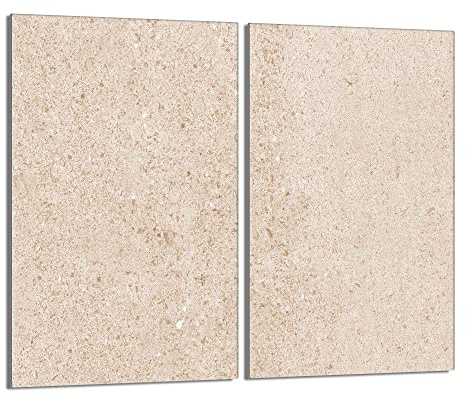 Herdabdeckplatten 2 Teilig 2x30x52 cm Ceranfeldabdeckung Küche Elektroherd Induktion Herdschutz Spritzschutz Glasplatte Schneidebrett, Schiefer Beige