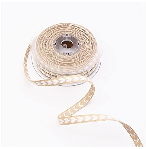 SHTGOI 1 Rolle 10m Herzen Baumwollband Herz Dekoband 10mm Breit Baumwolle Geschenkband Hochzeit Valentinstag Zierband Stoffband Gurtband für DIY Handwerk Geschenke Blumenstrauß Verpacken Weiß