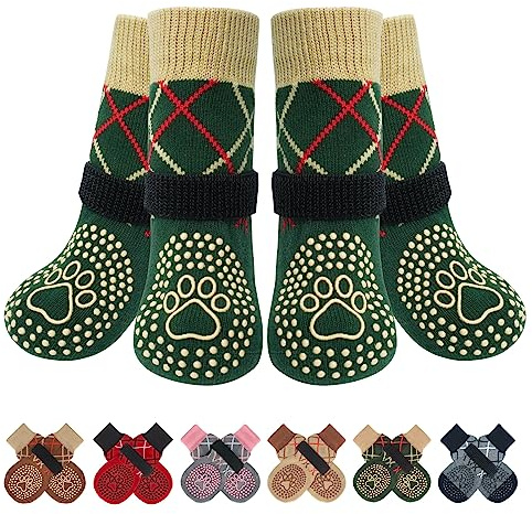 BEAUTYZOO Rutschfeste Hundesocken für Hartholzböden, Hundeschuhe für heiße/kalte Böden, Verletzungsprävention für kleine, mittelgroße und große Hunde, Socken