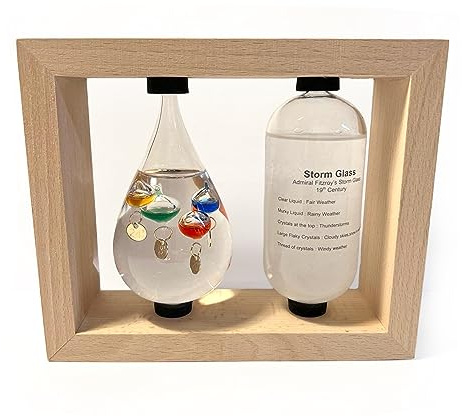 GALILEO WEATHER STATION | Glass thermometer | Weather forecaster | Weather gift | Glass Galileo with storm glass | Weather thermometer | 14cm (H) x 17cm (W) x 5cm (D)