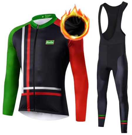 UGLY FROG Magliette da Ciclismo da Uomo Invernale in Pile Completo Maglia Tuta Bicicletta Termico Bib Pantaloni Imbottiti con 20D Gel Traspirante Sportivo