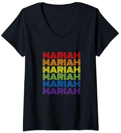 Damen Retro Style Mariah Rainbow T-Shirt mit V-Ausschnitt