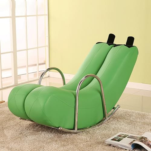Garten Schaukelstuhl mit Gepolstert Modern Schaukelsessel Freizeitstuhl Loungesessel Rückenlehne Armlehnstuhl FaulerStuhl Atmungsaktiv Wippfunktion für Wohnzimmer Schlafzimmer. ( Color : Green , Size