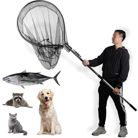 Smarkey Dog Catch Net Pole, Animal Catching Net, Wildlife Control Tool, Large Fish Landing Net for Chicken Raccoon Duck Goose Bird Skunk Bat Raccoon Guinea Fowl Feral Cat Pigeon Tuna Goat - Heavy Duty