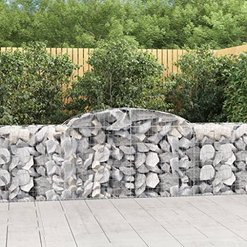 Gecheer Paniers à gabions arqués 6 pièce 300x50x80/100 cm Fer galvanisé, Mur à Gabion Clôture en Maille pour Jardin, Terrasse, Extérieur Décorative
