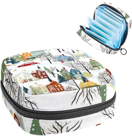 Borsa mestruale,Sacchetto di immagazzinaggio del tovagliolo sanitario,Albero delle case luminose,Porta tamponi per borsa