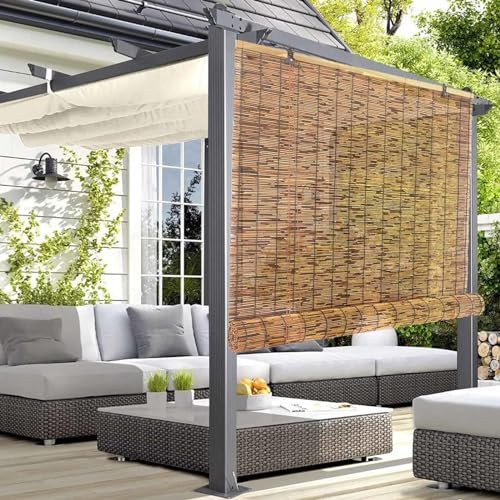 Natural Reed Curtains 50cm 60cm 70cm 90cm 100cm 120cm Wide,Bamboo Roller Blinds for Windows,Light Filtering Roll Up Shades,Hand Woven Roman Blinds,Straw Curtains,Sun Shades