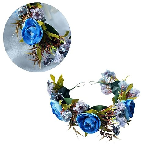 Gogogmee Blumen Stirnband Kunstblumen Mit Rot-blauem Design Für Hochzeit Party Und Verstellbaren Kopfumfang