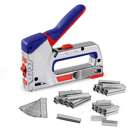 Tacker, 4-in-1-Hochleistungs-Tacker for Heimwerker, Heimdekoration, Möbelhefter, manuelle Nagelpistole mit 4000 Heftklammern, Nagler für Holzbearbeitungs-, Profi- und Heimwerkerprojek
