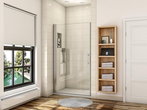 Porte de douche pivotante 80cm en 6mm verre anticalcaire Installation en niche Hauteur 197cm, profilé en chromé