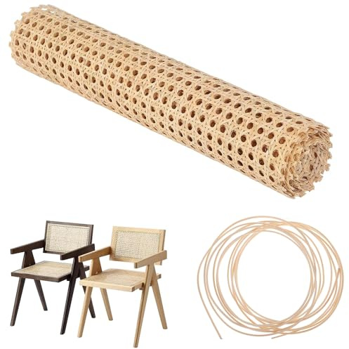 Wiener Geflecht,Kommode Wiener Geflecht,Rattangeflecht Meterware,Wiener Geflecht 200x35cm helles Rattan-Gewebe,Mit 2-6-Meter-Rundstabpresse für DIY-Projekte & Dekoration,Aufwertung von Möbeln sowie