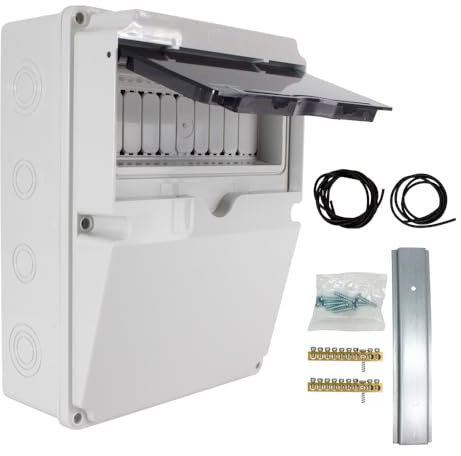 Caja de Distribución Electrica Superficie Estanca 5,8,12,16 o 24 Módulos Cuadro Estanco con Puerta y Carril DIN Protección IP65 Interior Caja Exterior Electrica (Cuadro estanco Ip65 4 modulos)