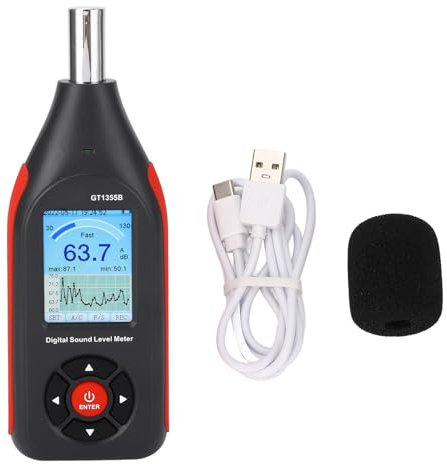 Geräuschpegelmesser, LCD-Bildschirm, Digitaler Dezibel-Tester, Schallpegelmesser 30 Bis 130 dB(A) 35 Bis 130 dB(C) Zum Überprüfen, Testen, Messen