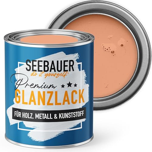 SEEBAUER diy Glanzlack Orange 750ml für Innen & Außen (No. 505 Bali Sunset) Möbelfarbe ohne Schleifen - Hybrid-Lack für Holz, Metall & Kunststoff - Holzlack, Möbellack hohe Deckkraft