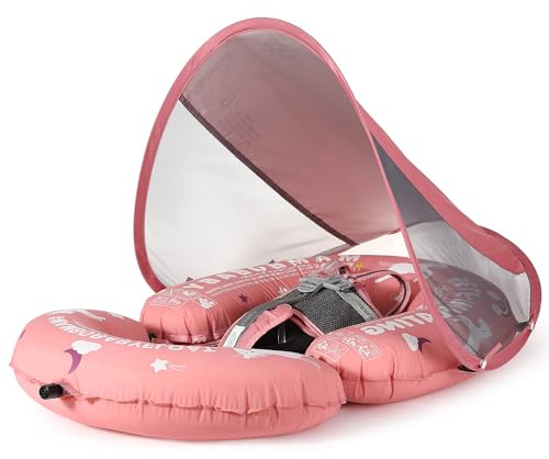 Mambobaby Pool Baby Floating Bed with Sun Canopy – Pink