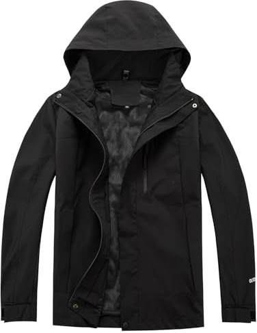 Ynport Crefreak Men's Lightweight Waterproof Outdoor Trench Rain Jacket Windproof Trekking Hooded Coat for Hiking & Mountain Sports