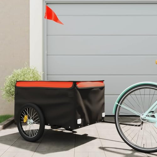 Xichuzi Lastenanhänger Schwarz und Orange 45 kg Eisen, Fahrradanhänger, Lastenanhänger Fahrrad, Anhänger Fahrrad, Lastenanhänger Für Transport - 94089