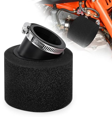 Tunejoy Filtre à Air de Moto Double Mousse Sponge de 48mm Bouche Biseau pour 50CC 70CC 90CC 110CC 125CC 150CC ATV Dirt Vélo de Saleté Moto Kart Quad Scooter Noir