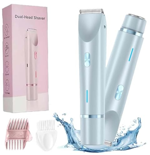 Elektrische Haarschneider für Frauen, Dual-Kopf-Trimmer für Frauen, Breezelly Rasierer, Viovex-Rasierer, Viovex 2 in 1 Haartrimmer, Elektrischer Bikini-Rasierer & Trimmer für Frauen (Blau)