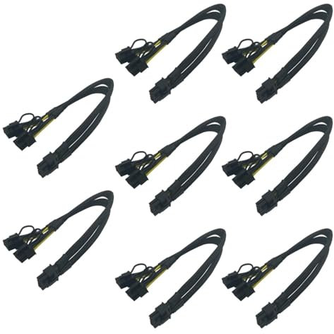 Klaisy Adaptador de 8 pines a 8 pines de 40 cm, cables de alimentación de 8 pines a dos PCIe de 8 pines (6+2), tarjeta gráfica PCIExpress, adaptador de corriente GPU
