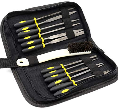 SdaryWare Meißel-, Holzfeilen- und Raspel-Set mit Tragetasche, Verschiedene Handfeilen mit Reinigungsbürste, M-INI-Metall-Nadelfeilen-Set für Holzschnitzerei, Handwerk, Flache, DRE