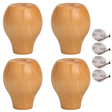 TWHZSAI 4 Stück Möbelbeine aus Massivholz, runde Sofafüße, Ersatzbeine mit Schrauben, für TV-Ständer, Schrank, Couch, Kommode, Zweisitzer, Ottomane (6 cm, Lackfarbe)