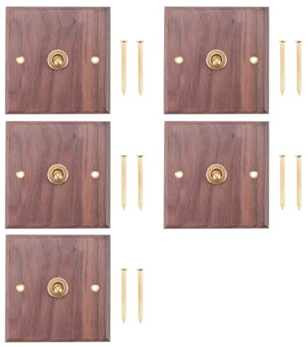 zhiyaoshin 5X Presa per Interruttore Della Luce in Stile Industriale Retrò Americano, Piastra Interruttore A Levetta in Massiccio, Interruttore per Soggiorno in Casa Antico (1)