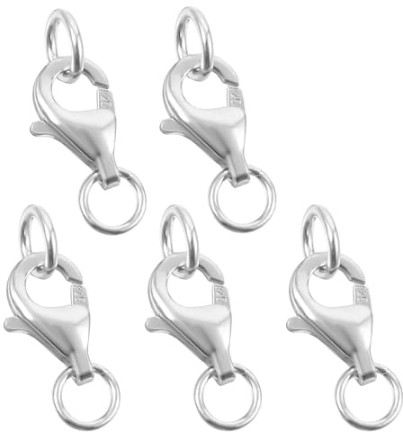 925 Sterling Silver Lobster Clasp with Closed Jump Rings,Necklace Clasps and Closures Lobster Claw Clasp for Jewelry Making Necklaces Bracelet Made in Italy