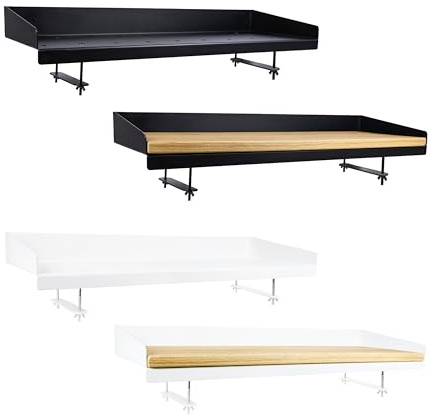 Natural Goods Berlin 1x Balkontisch Sheet - Balkontisch Metall Schwarz 70 cm breit mit Eichenholz - Balkon Tisch Holz Eiche, Balcony Table, Balkon Tische klein, Balkongeländer Tisch mit Holzbrett
