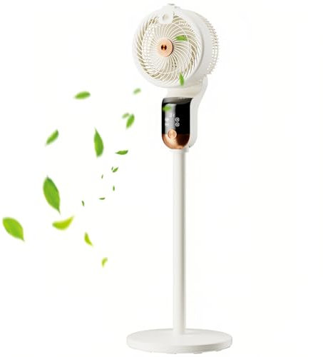Ventilador de Pie, 35 W Ventilador de Pie Residencial, 3 velocidades, Oscilante, Control Mando a Distancia y Panel, Oscilación Automática, Silencioso y Potente